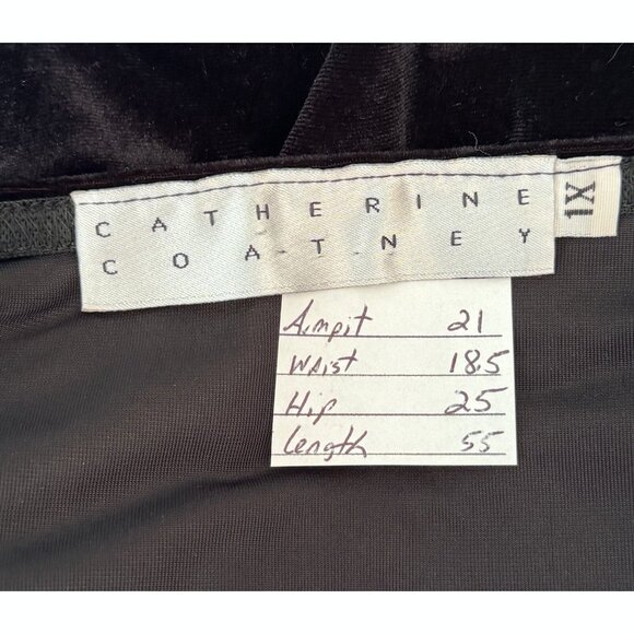 Vintage 90s Catherine Coatney Velvet Maxi Dress Size 1X Black Goth Evening Party - Picture 2 of 9